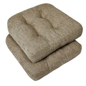 Khaki Tufted KITCHEN Cushions-Indoor 17x17x5” (2-pack)